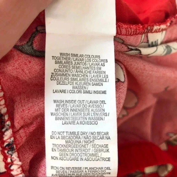 Primark Red Floral Rayon Shorts Tie Waist 6 - Picture 9 of 12